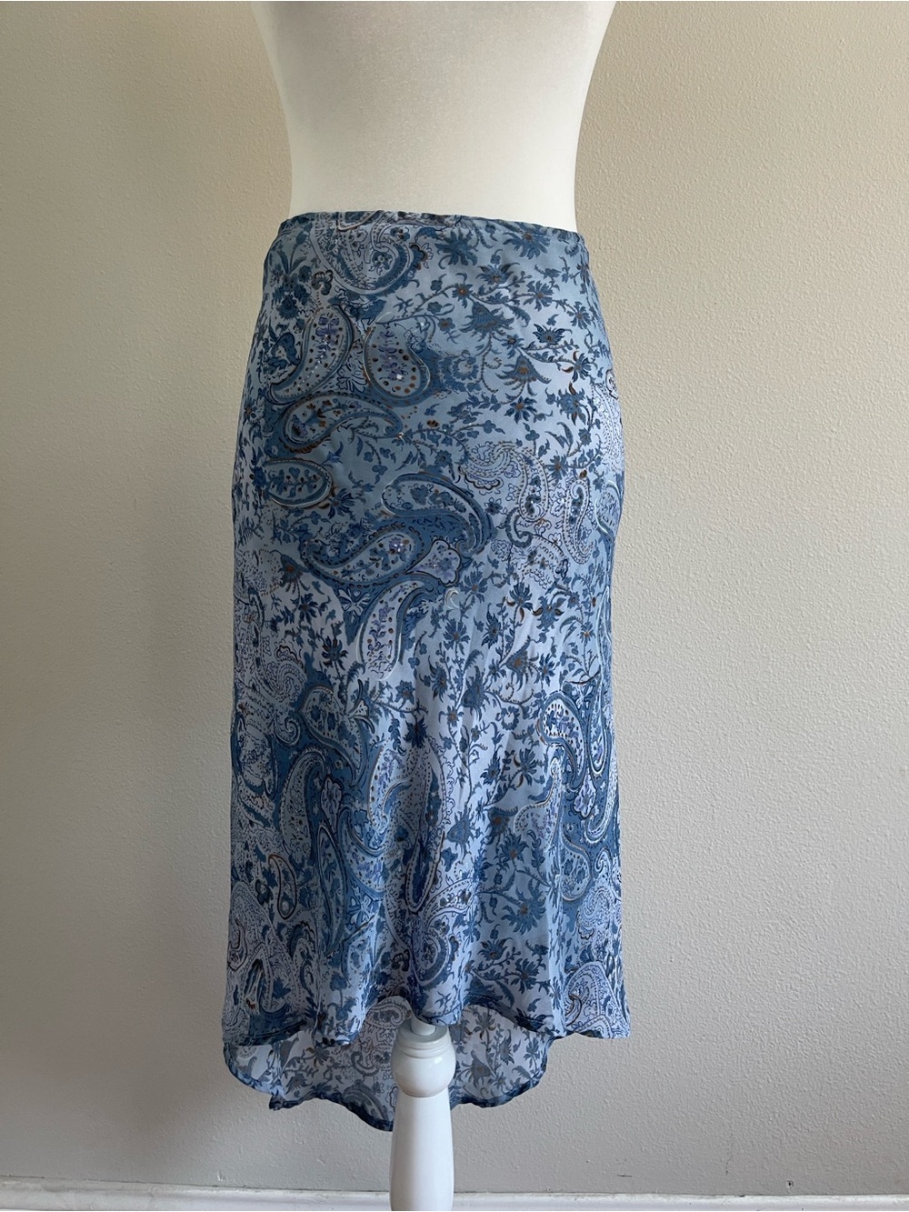 A. Byer Blue Paisley Midi Skirt